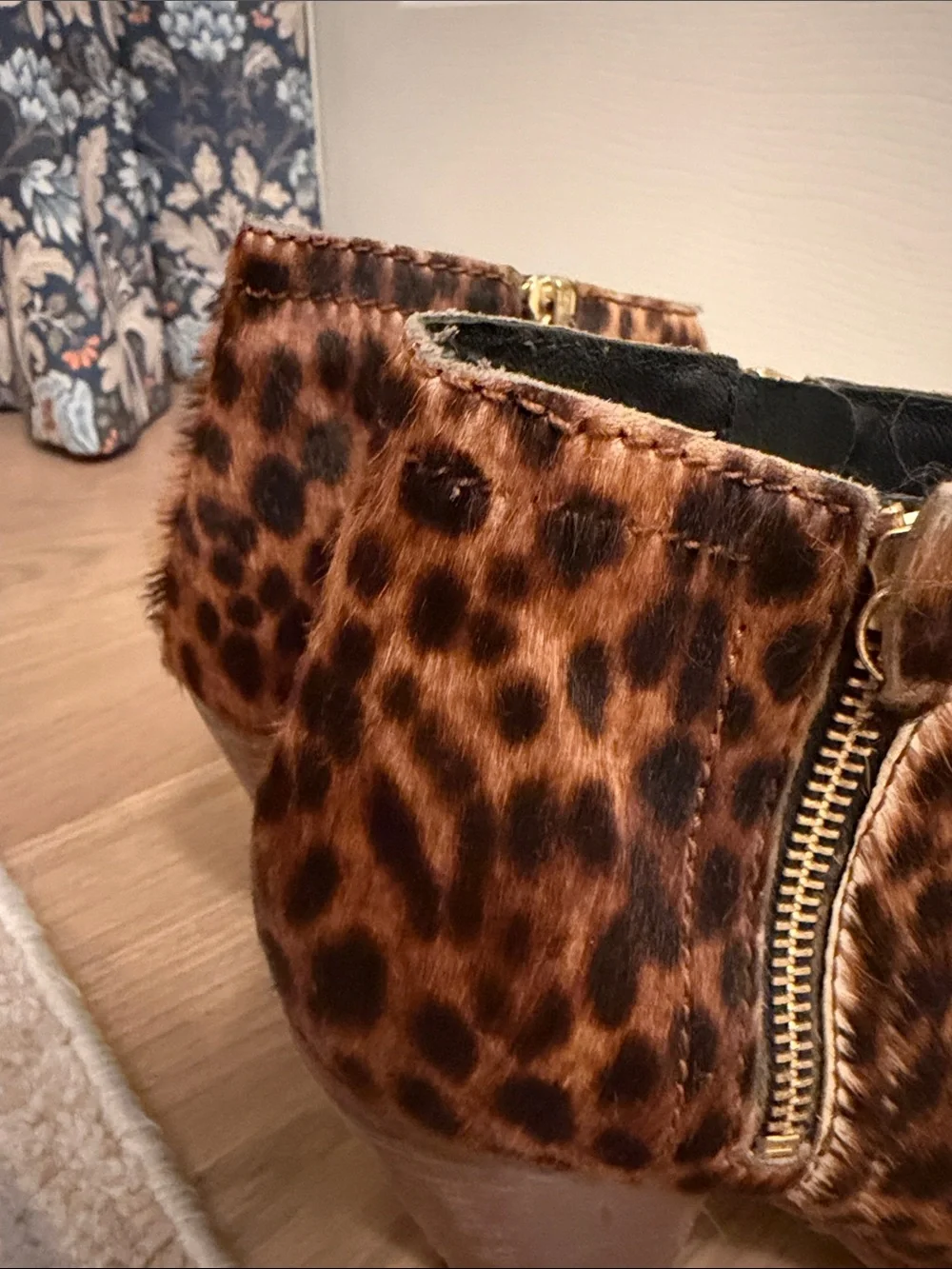 Boden Hoxton Leopard Calf Hair Ankle Boots